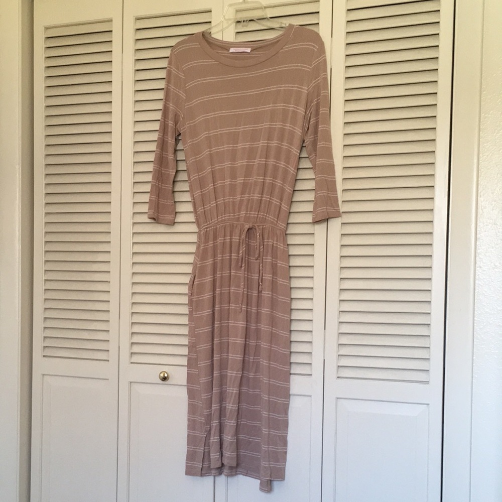 Stripped Tan Dress